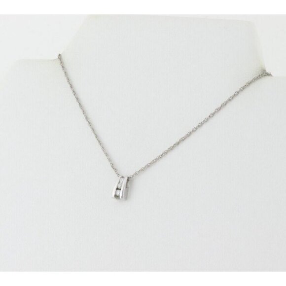 10k White Gold .09ct Diamond Necklace 20" Chain - Picture 5 of 7